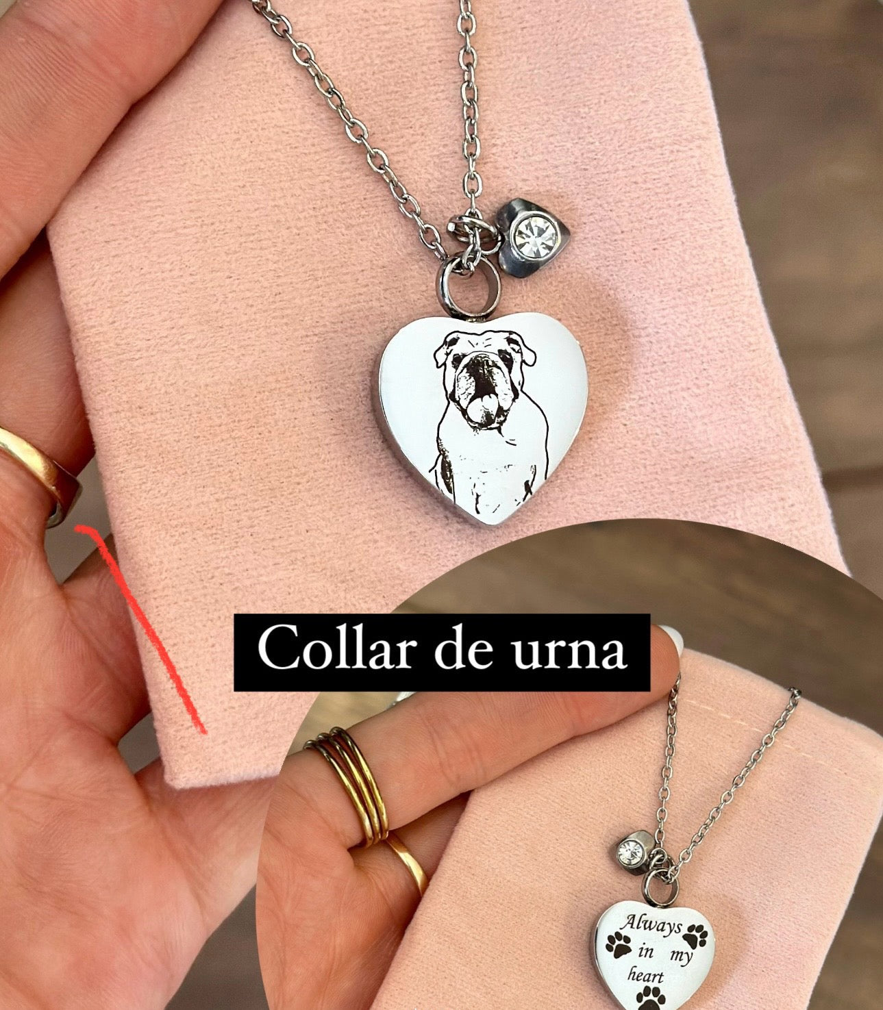PLAQUITA GRANDE URNA DE CORAZÓN (PARA CENIZAS)